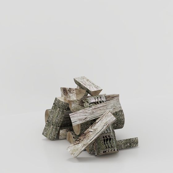 Realistic Stacked Firewood 3D model