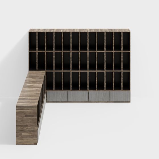 L-Shaped Bookshelf 3D model