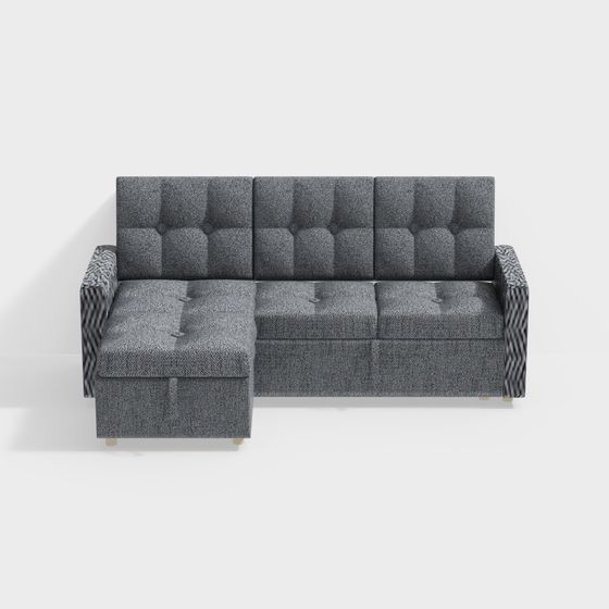 Stylish Low-Polygon Sofa 3D model for Modern Interiors