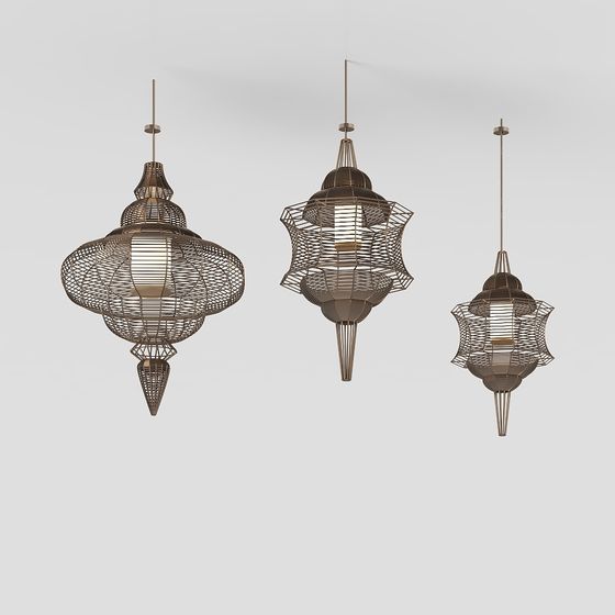 Elegant Low-Poly Chandelier 3D model Design