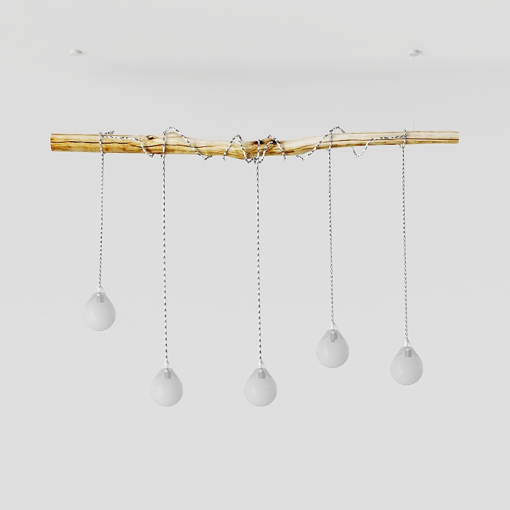 Luz palo de madera con bombillas