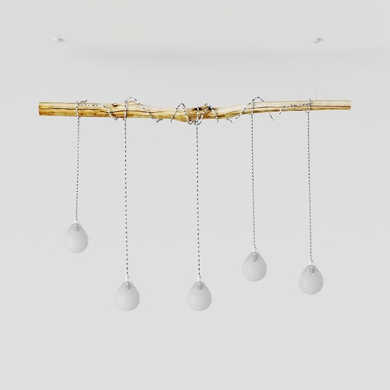 Luz palo de madera con bombillas