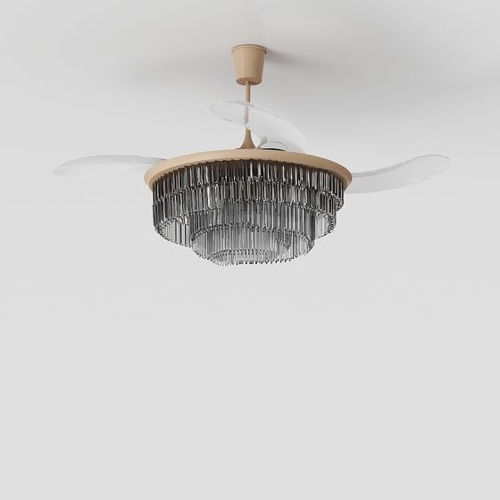 Elegant Low-Poly Ceiling Fan Light 3D model