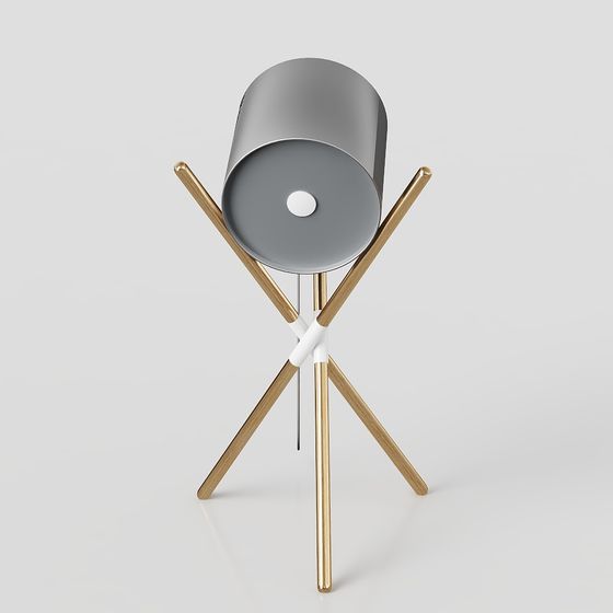 Elegant Gray and Gold Floor Lamp 3D Model