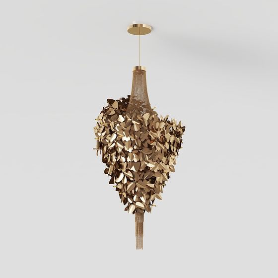 Golden Cascade Chandelier 3D model