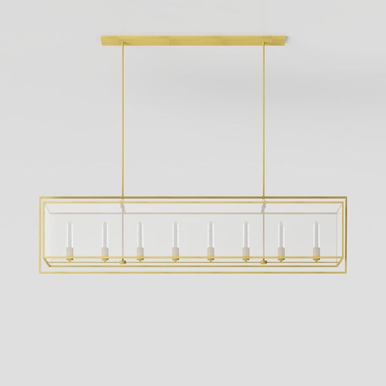 Linear Gold Pendant Light 3D Model for Modern Spaces