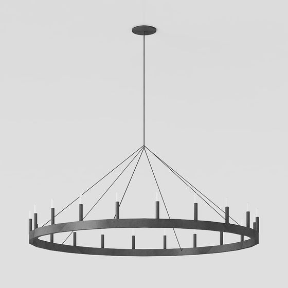 Elegant Ring Candle Holder Chandelier 3D model