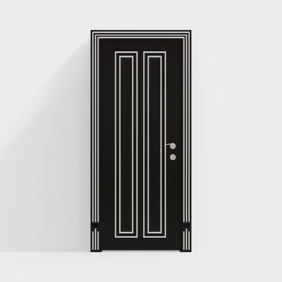 Elegant Low-Poly Black Door 3D Model