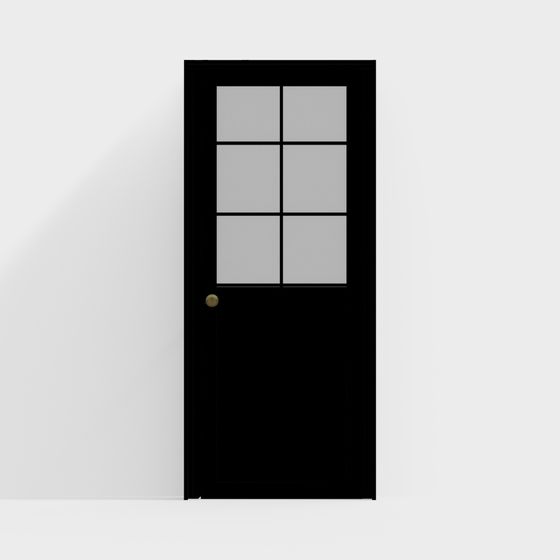 Elegant Six-Window Black Door 3D model