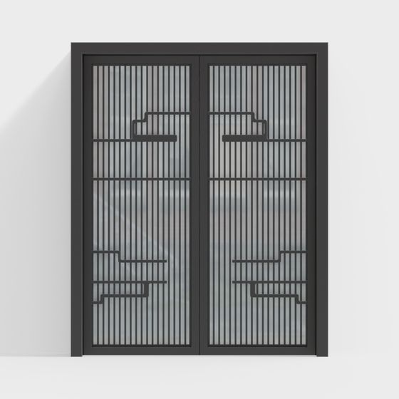 Sleek Black Sliding Door 3D model for Modern Design