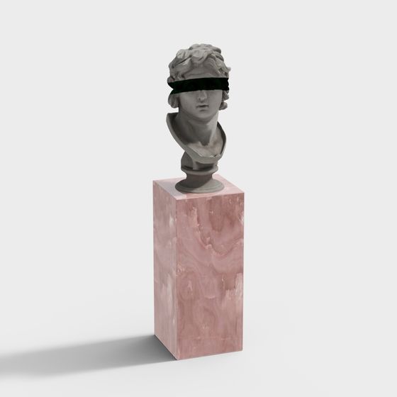 Low Poly Classical Sculpture Bust 3D Model