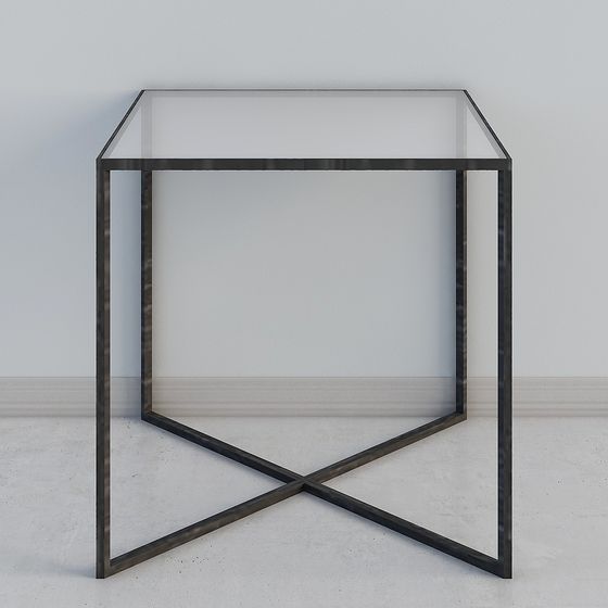 Elegant Glass Metal Side Table 3D model for Modern Interiors