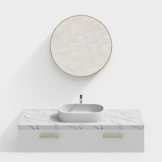 Elegant Minimalist Bathroom Cabinet 3D model