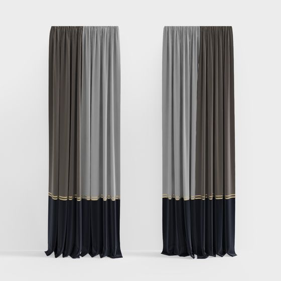 Low-Poly Modern Curtain 3D model