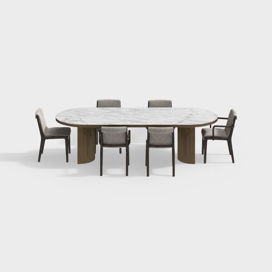 Urban Living Room Dining Table and Chair Set 3D model