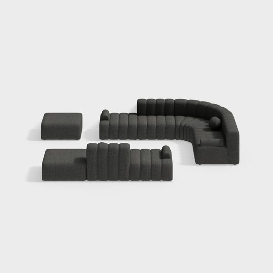 Unique Low-Poly Modular Sofa 3D model