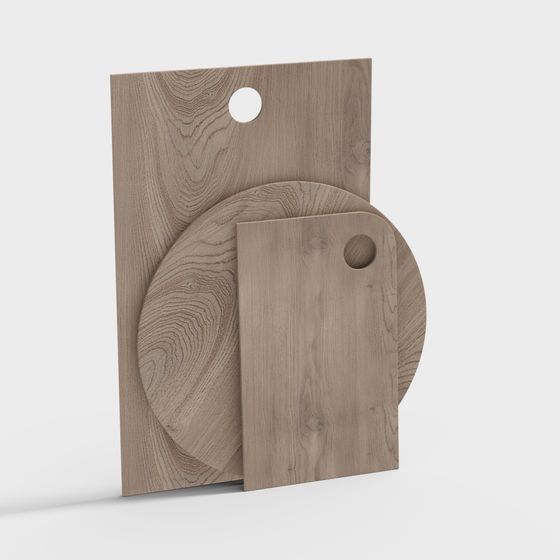 Wood Color Chopping Board 3D Model for Kitchens