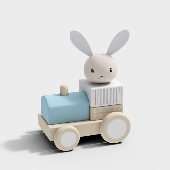 Charming Bunny Train 3D Model for Creative Projects
