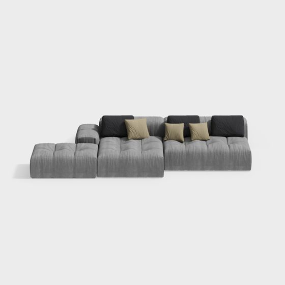 Stylish Gray Sofa 3D Model for Modern Interiors
