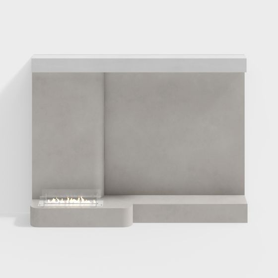 Minimalist Concrete Fireplace Mantel 3D model
