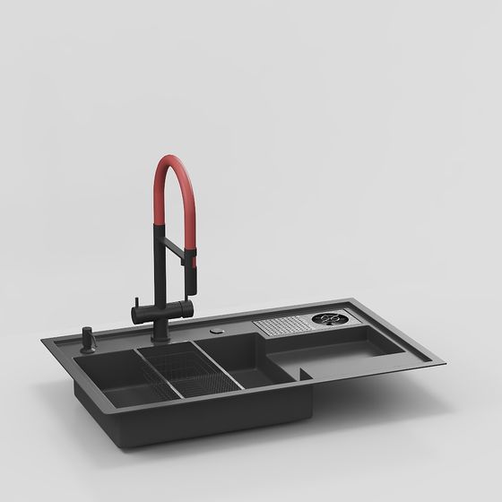 Stylish Low-Poly Kitchen Sink 3D model