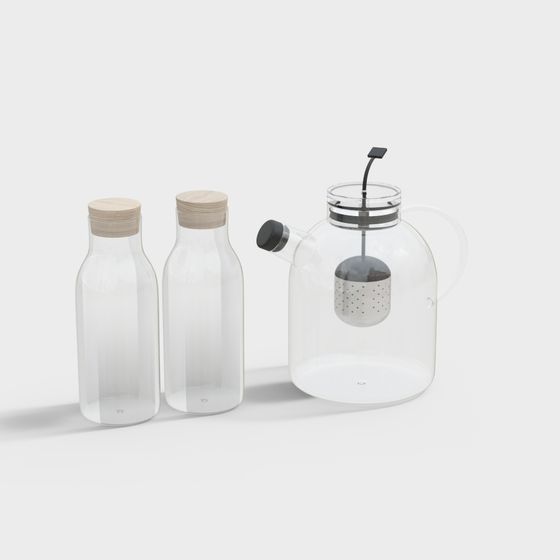 Low Poly Glass Bottle Set 3D model