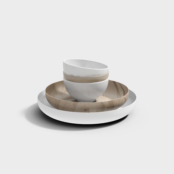 Charming Bowl and Plate Set 3D Model for Dining Spaces