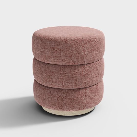 Round Stool 3D Model in Pink Color