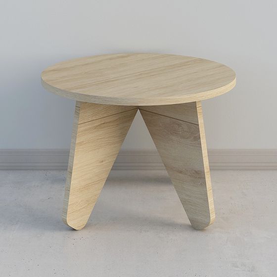 Stylish Low-Poly Round Table 3D model