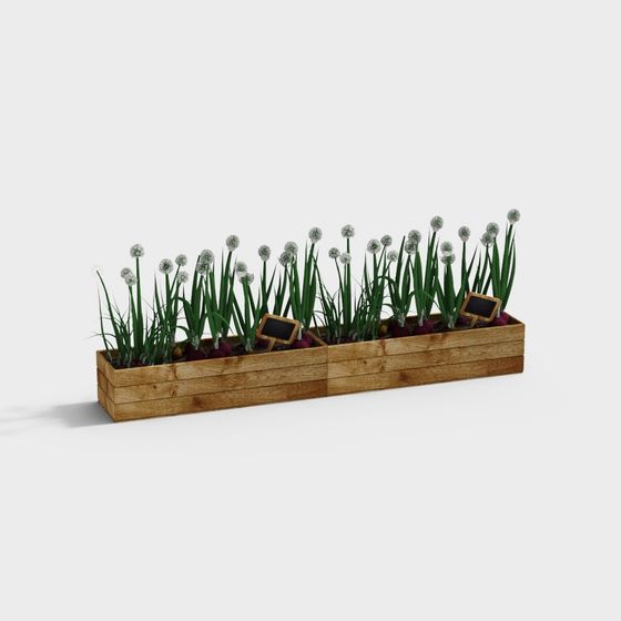 Low-Poly Wooden Planter 3D Model