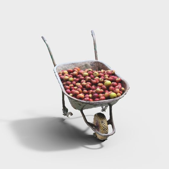 One Cart of Apples 3D Model in Red