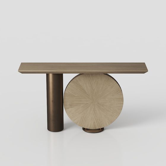 Elegant Cylinder and Wood Grain Table 3D model