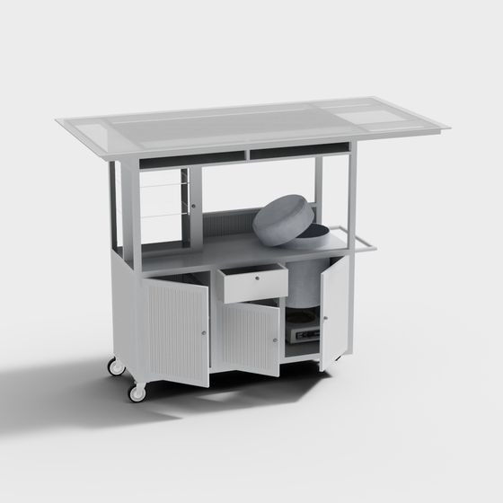 Stylish Mobile Kitchen Cart 3D model for Urban Living