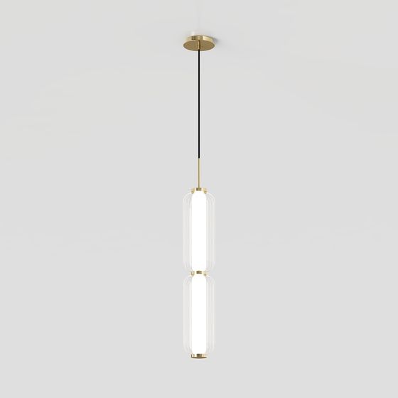 Elegant Gold and Glass Pendant Light 3D model