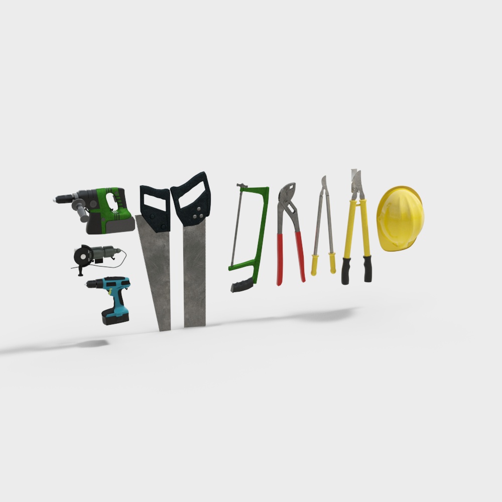 Stylish Low-Polygon Tool 3D Model Set