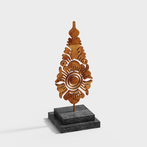Low Poly Wood Carving Art Trophy 3D model
