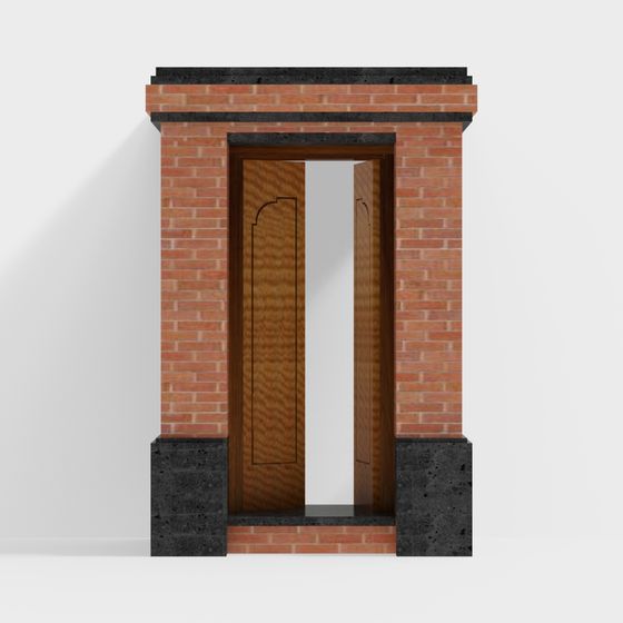 Low-Poly Brick Wall Porch 3D model