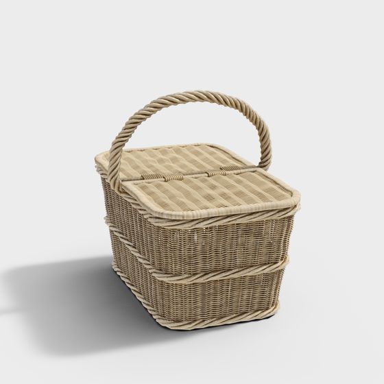 Elegant Low-Poly Woven Basket 3D model