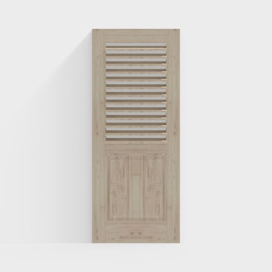 Natural Wood Louvre Door 3D model