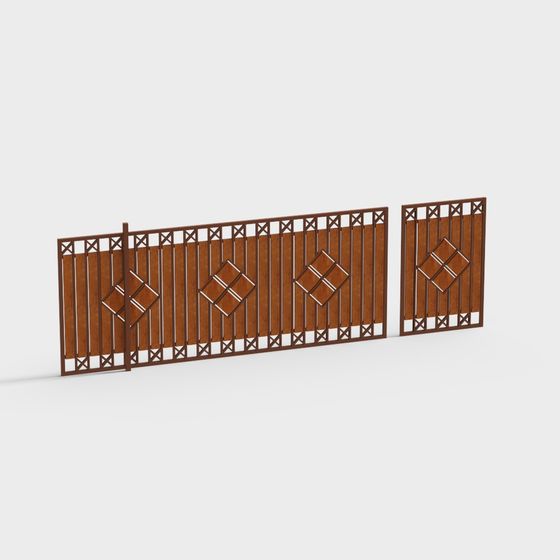 Elegant Wooden Fence 3D model for Contemporary Farms