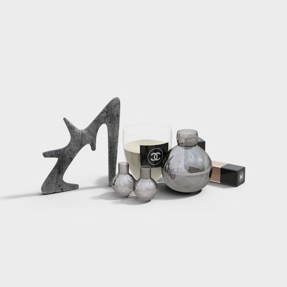 Elegant Gray Marble and Glass 3D model for Creative Projects