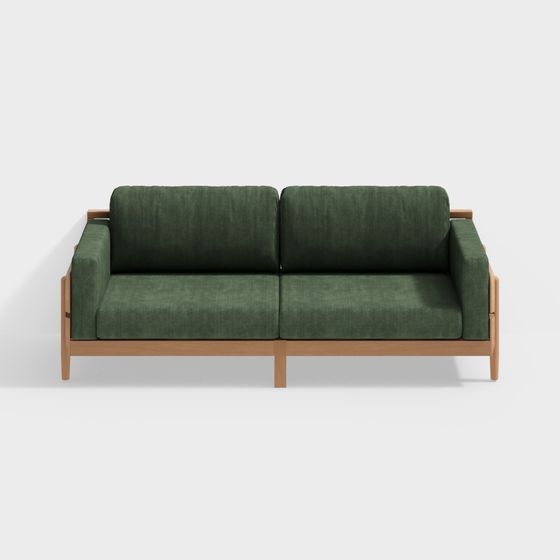 Sofa Nagasaki - ghế 3 lớn màu xanh mars nhung kẻ - màu gỗ