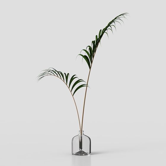 Glass Vase with Palm Branch 3D model