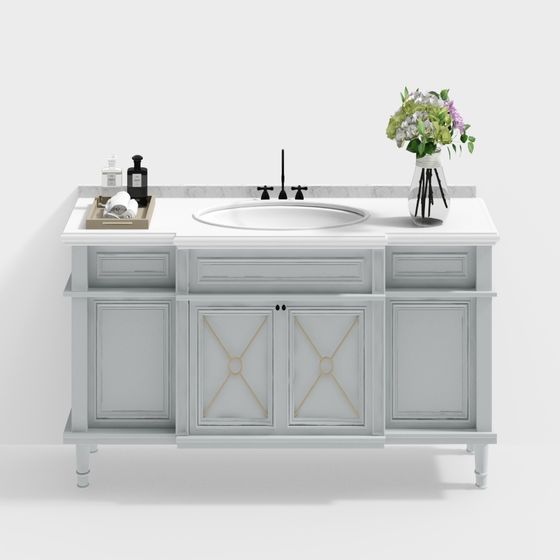 Elegant Bathroom Cabinet 3D model for Modern Design