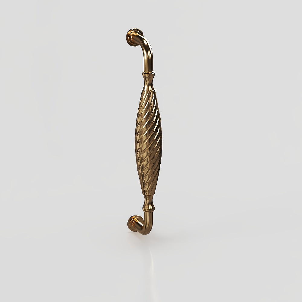 Elegant Gold Spiral Handle 3D Model – Reflective Vintage Design