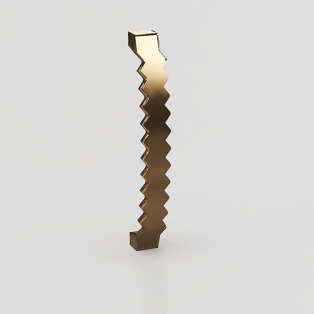 Zigzag Column 3D Model – Golden Metal Low-Poly Design