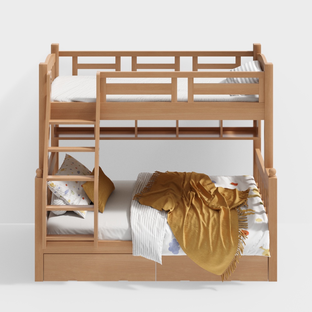 Стеллаж 505 с ящиком, натуральный цвет дерева