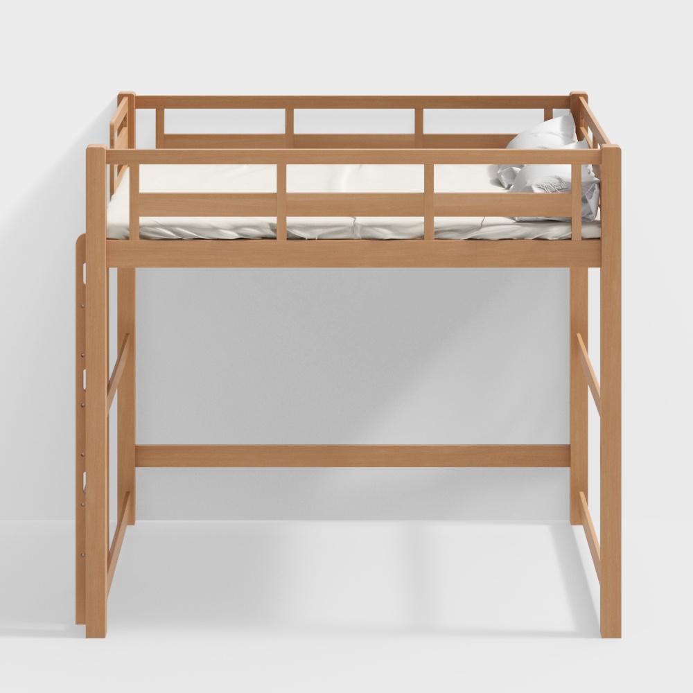閣樓床架 [側直梯 - 前側] 自然木色