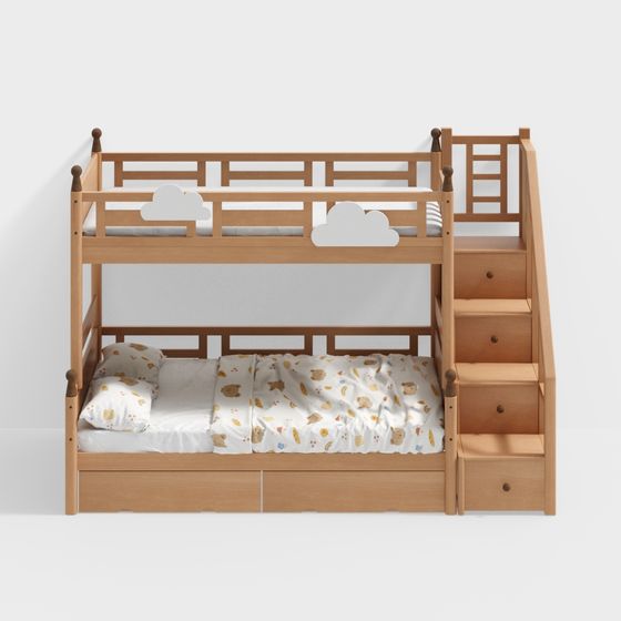 Charming Kids Bunk Bed 3D model