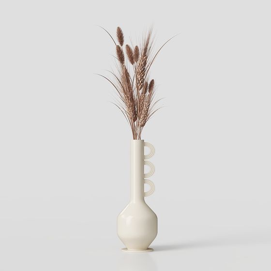 Elegant Vase with Hay Bundle 3D model